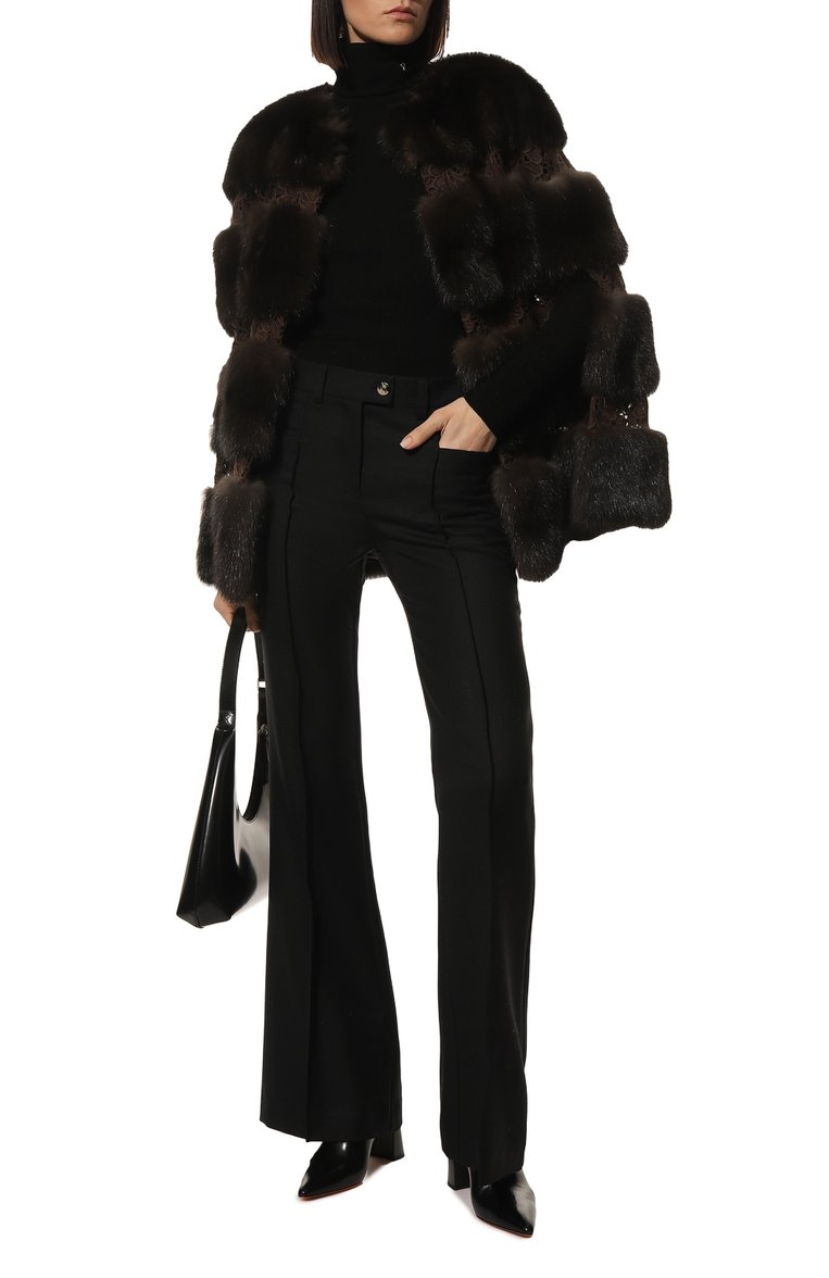 Шуба из меха соболя с кружевом