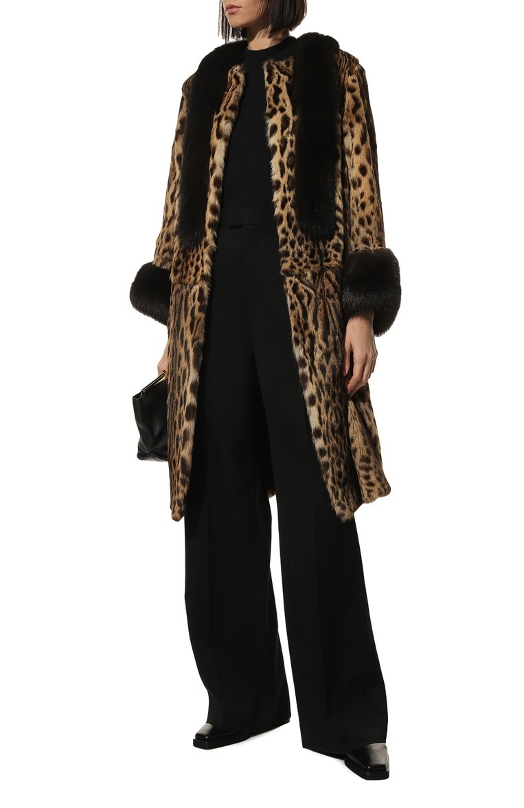 Шуба из меха оцелота и соболя