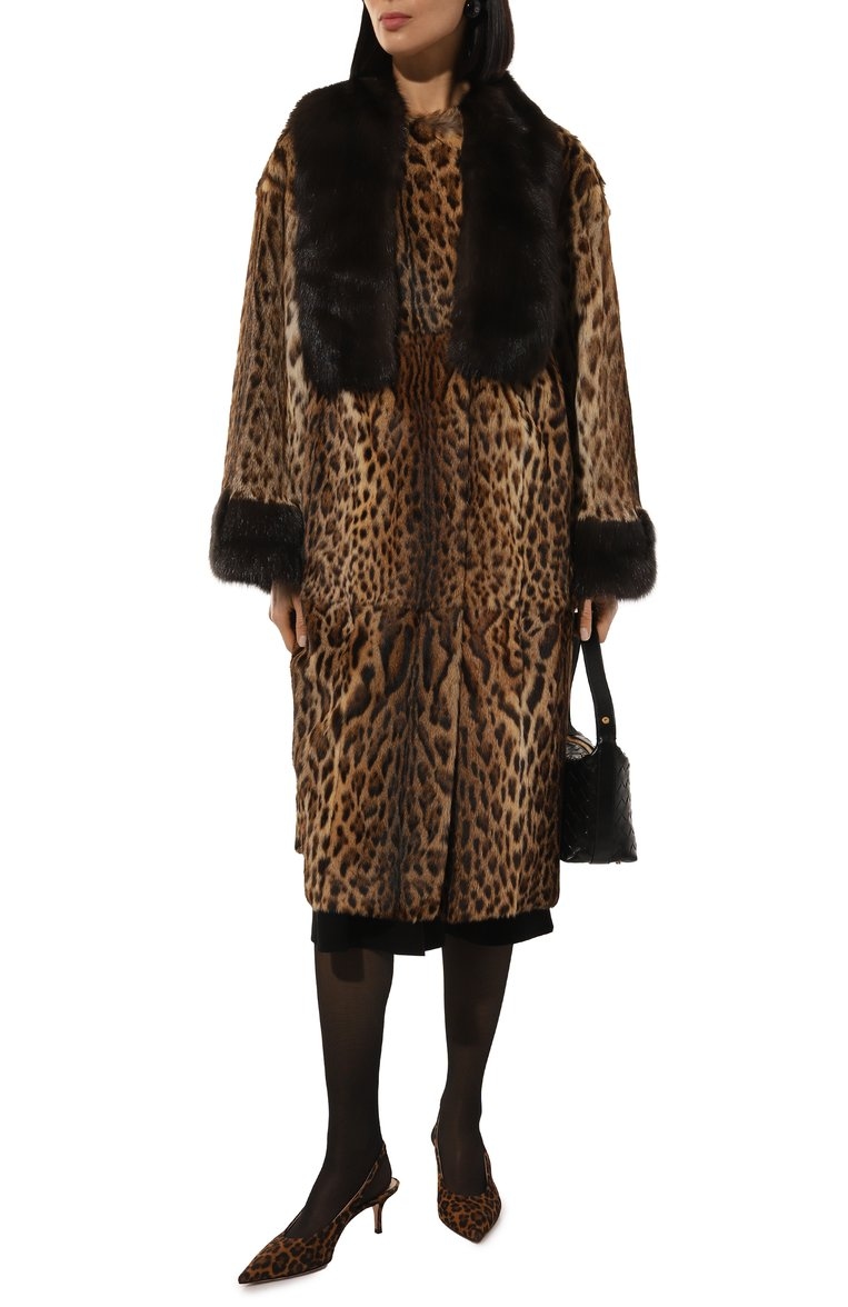 Шуба из меха оцелота и соболя