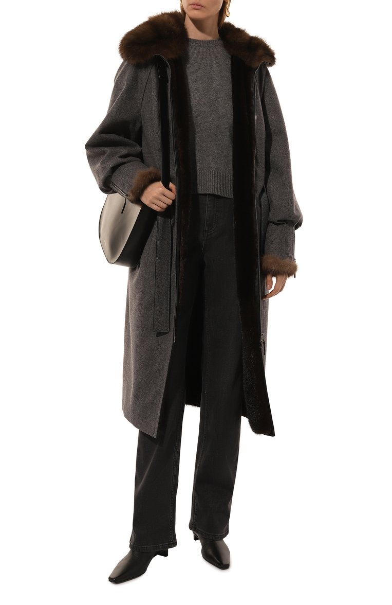 Кашемировая парка с подкладкой из меха соболя и норки