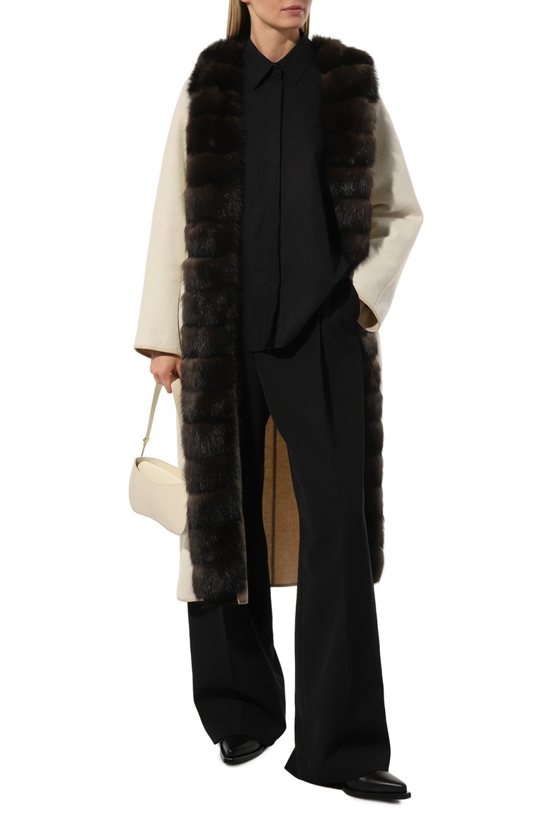 Кашемировое пальто кремовое